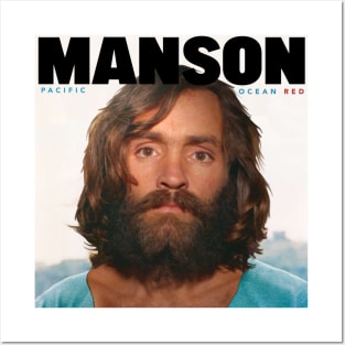 Charles Manson + Dennis Wilson Pacific Ocean Blue Mash Up Posters and Art